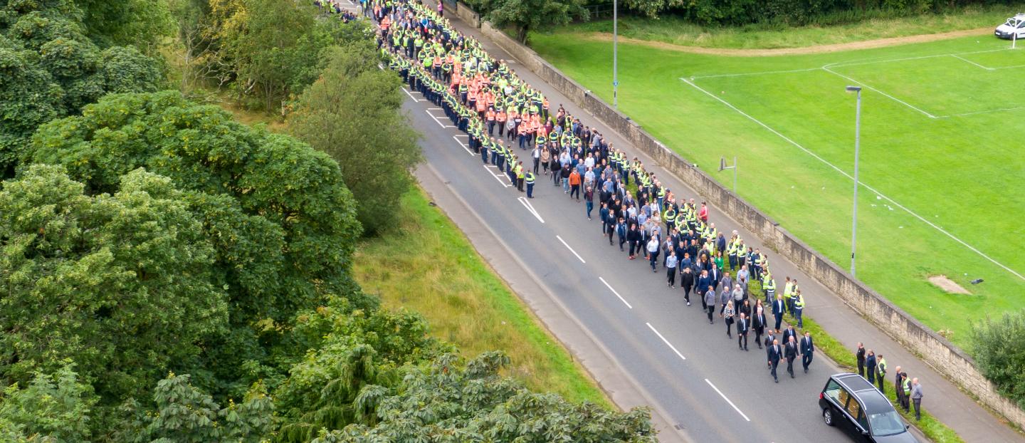 Wrightbus staff form Guard of Honour in tribute to founder Sir William Wright