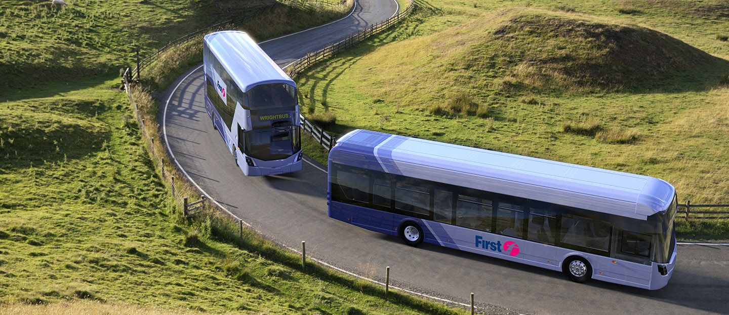 first group wrightbus buses in countryside