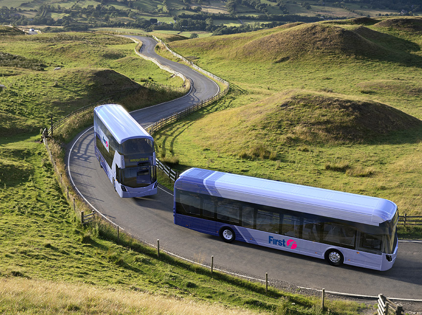 first group wrightbus buses in countryside