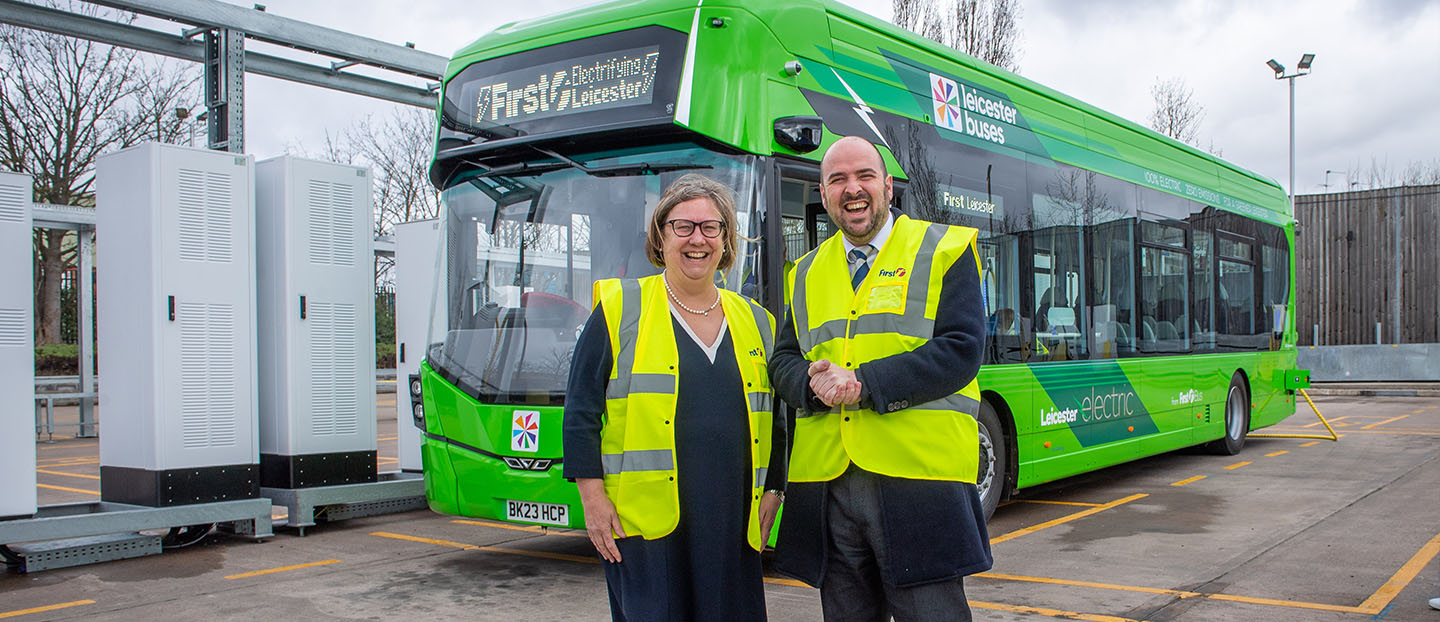 first group electric single deck bus