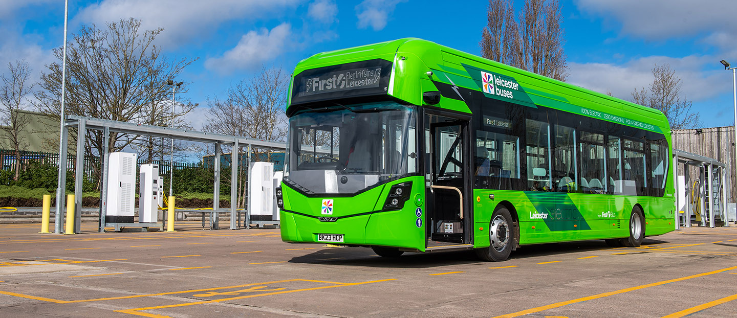 first group electric single deck bus