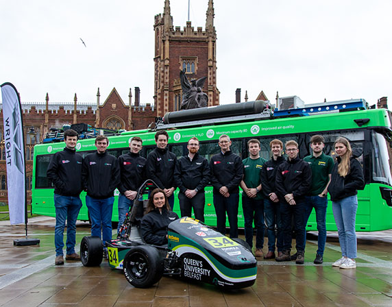 Wrightbus Hydroliner and Electric race car at Queens University