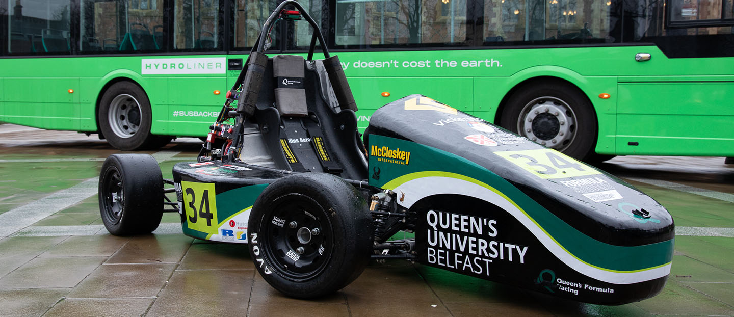 Wrightbus Hydroliner and Electric race car at Queens University