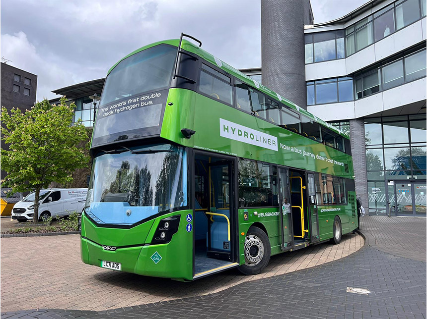 green hydroliner bus from wrightbus