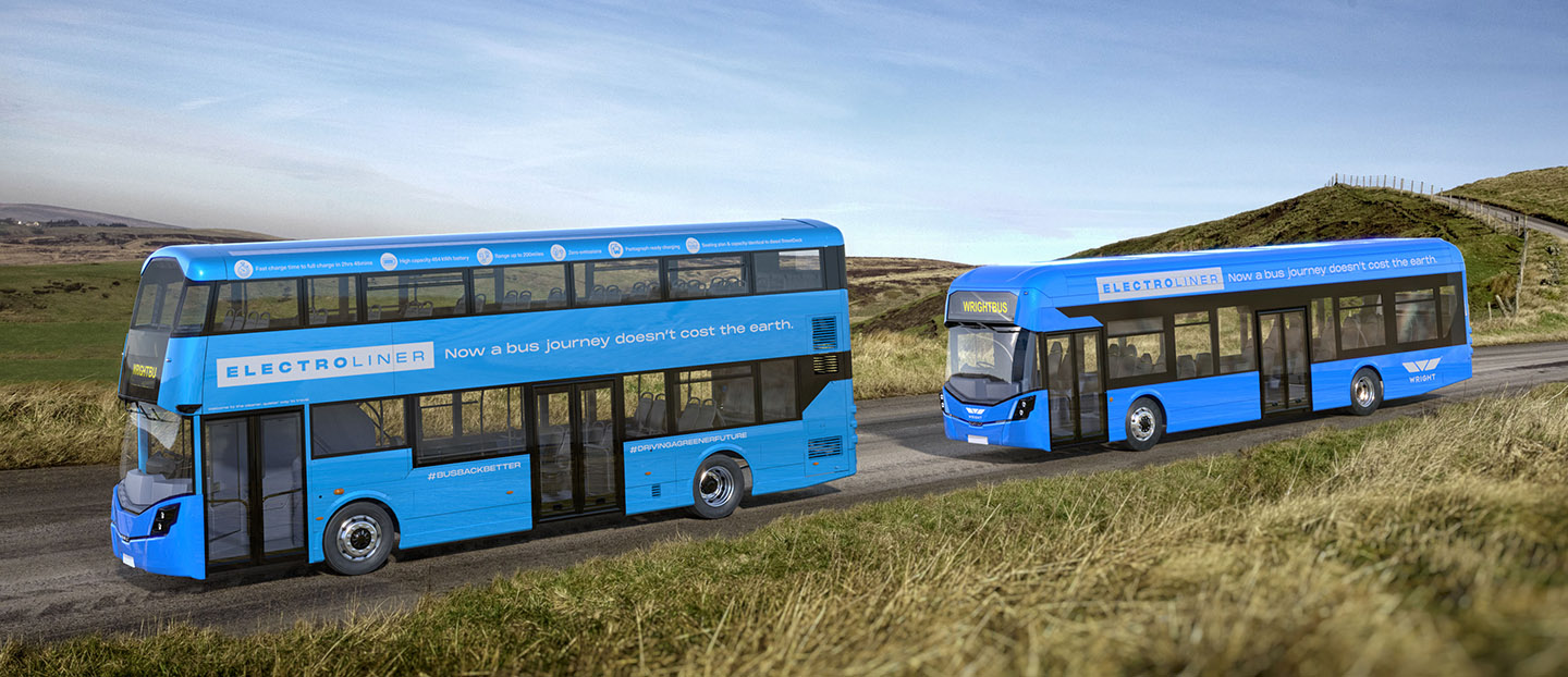 wrightbus double deck and single deck battery electric buses