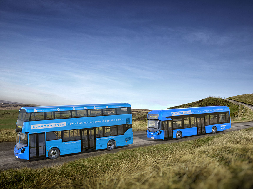 wrightbus double deck and single deck battery electric buses