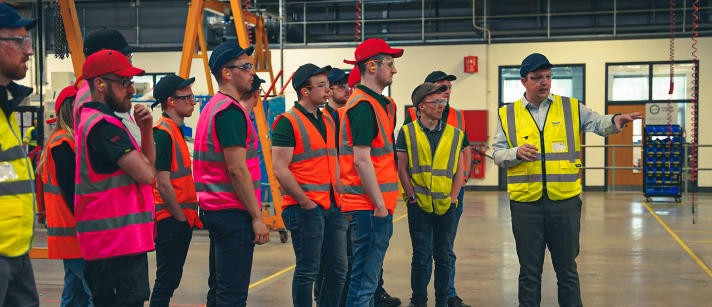 group of students on factory tour