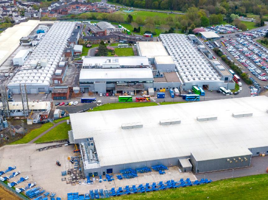 aerial photograph of Wrightbus factory in Ballymena