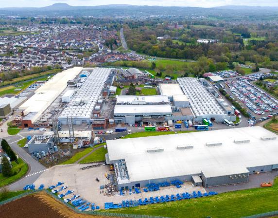 aerial photo of Wrightbus factory in Ballymena