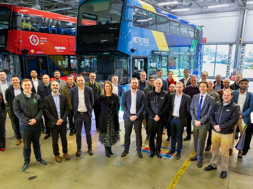 APC representatives at Wrightbus for the launch of new flagship hydrogen bus