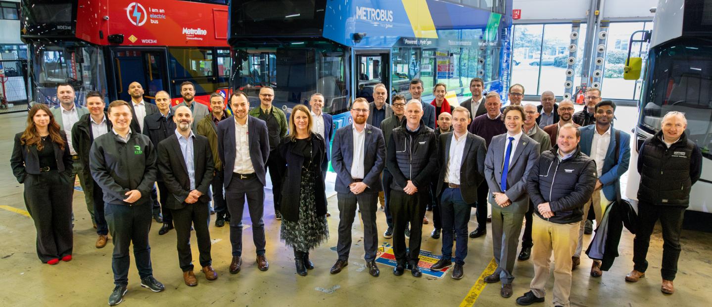 APC representatives at Wrightbus for the launch of new flagship hydrogen bus