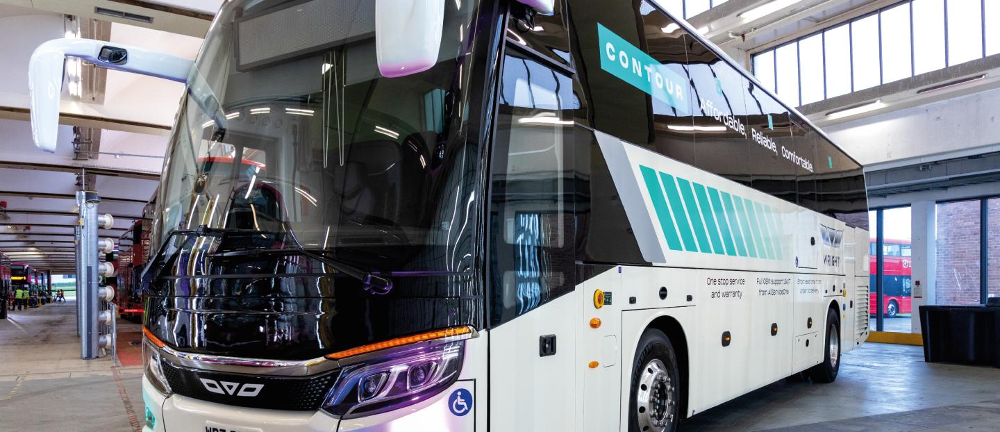 The Wrightbus Contour pictured inside the Wrightbus factory