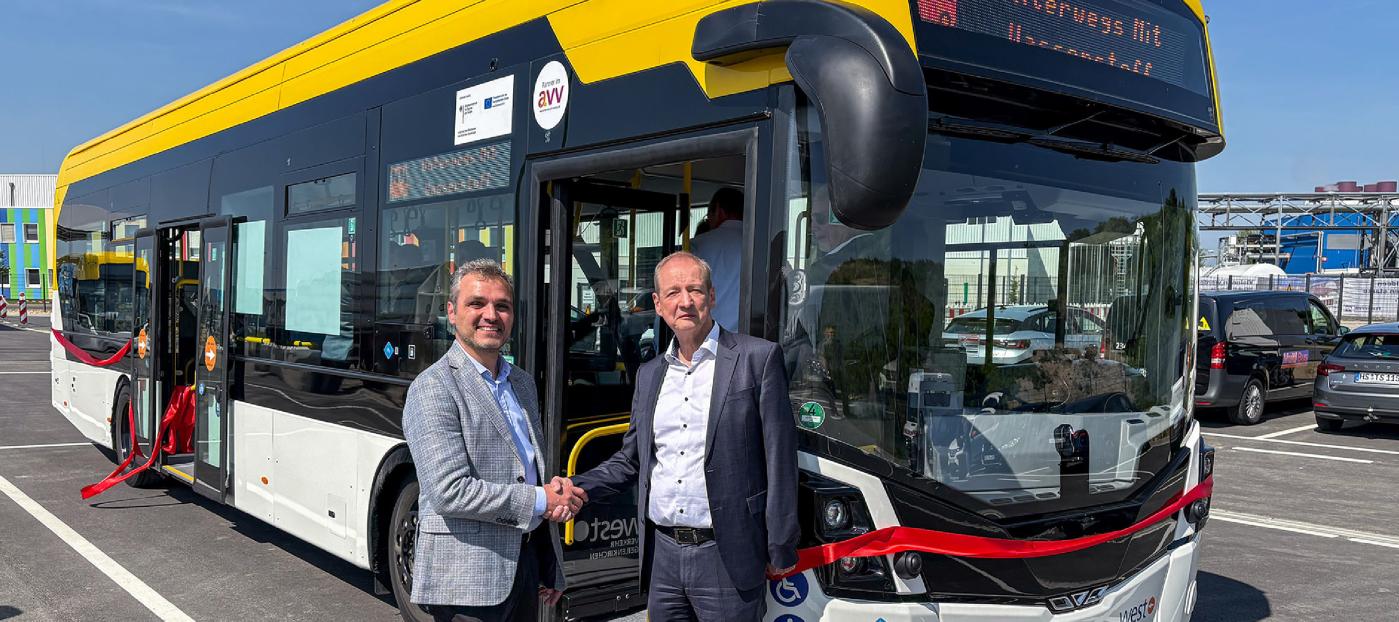 Launch of the WestVerkher buses in German. Ribbon cutting event