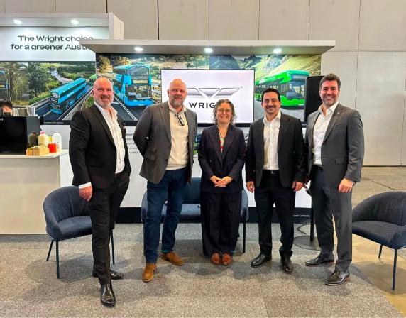 Wrightbus leaders and Anna Shotbolt at the official launch of Wrightbus in Australia
