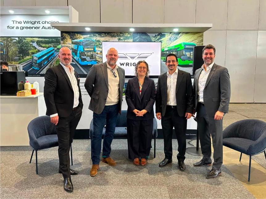 Wrightbus leaders and Anna Shotbolt at the official launch of Wrightbus in Australia