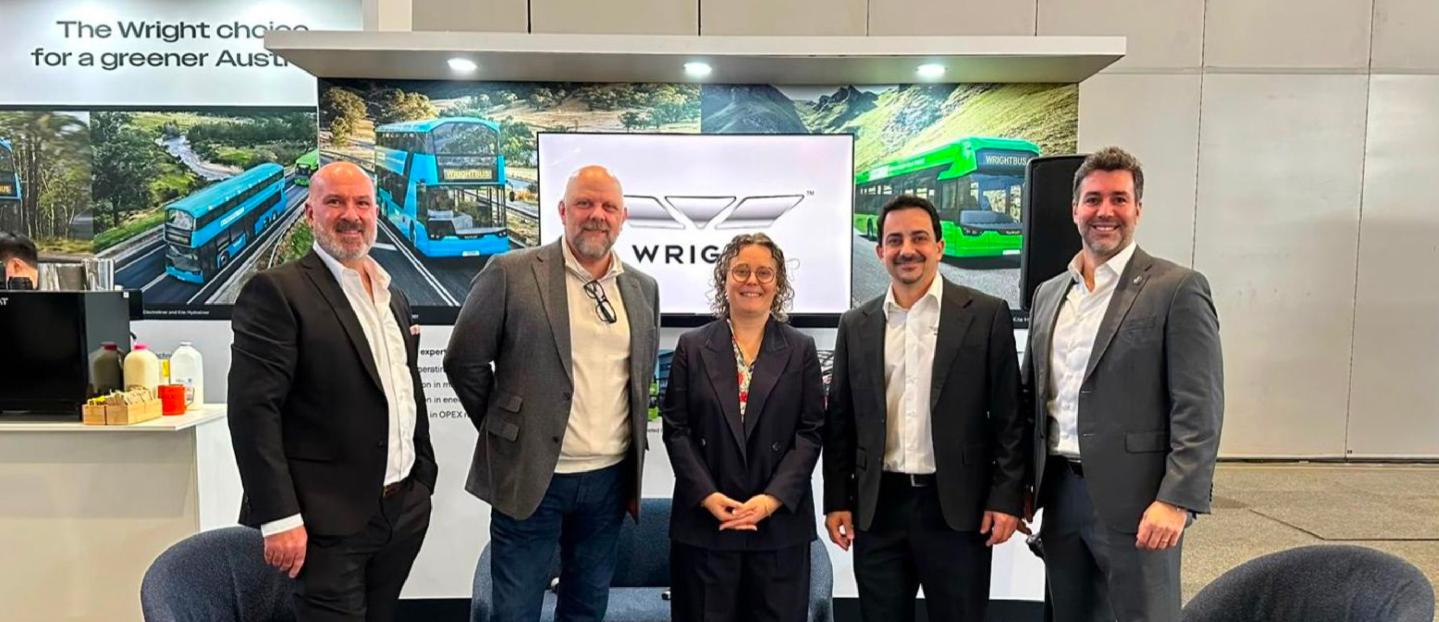 Wrightbus leaders and Anna Shotbolt at the official launch of Wrightbus in Australia