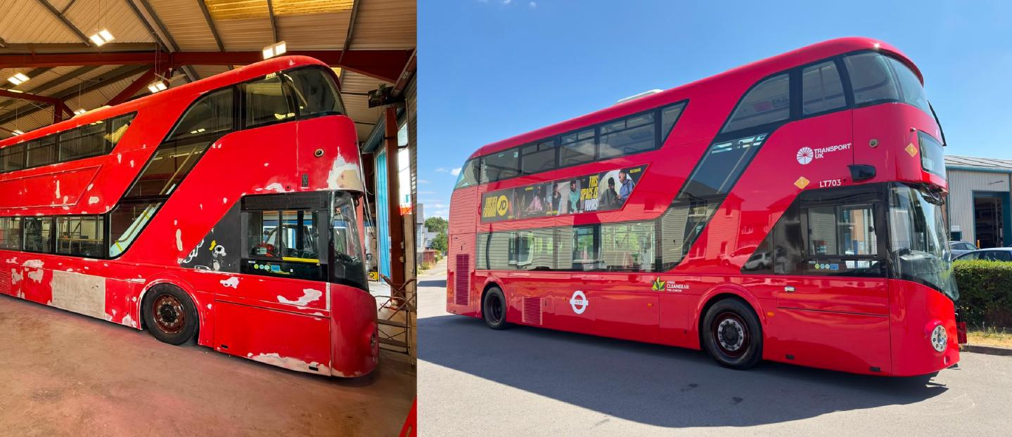 red double deck routemaster bus refurbished and ready for service